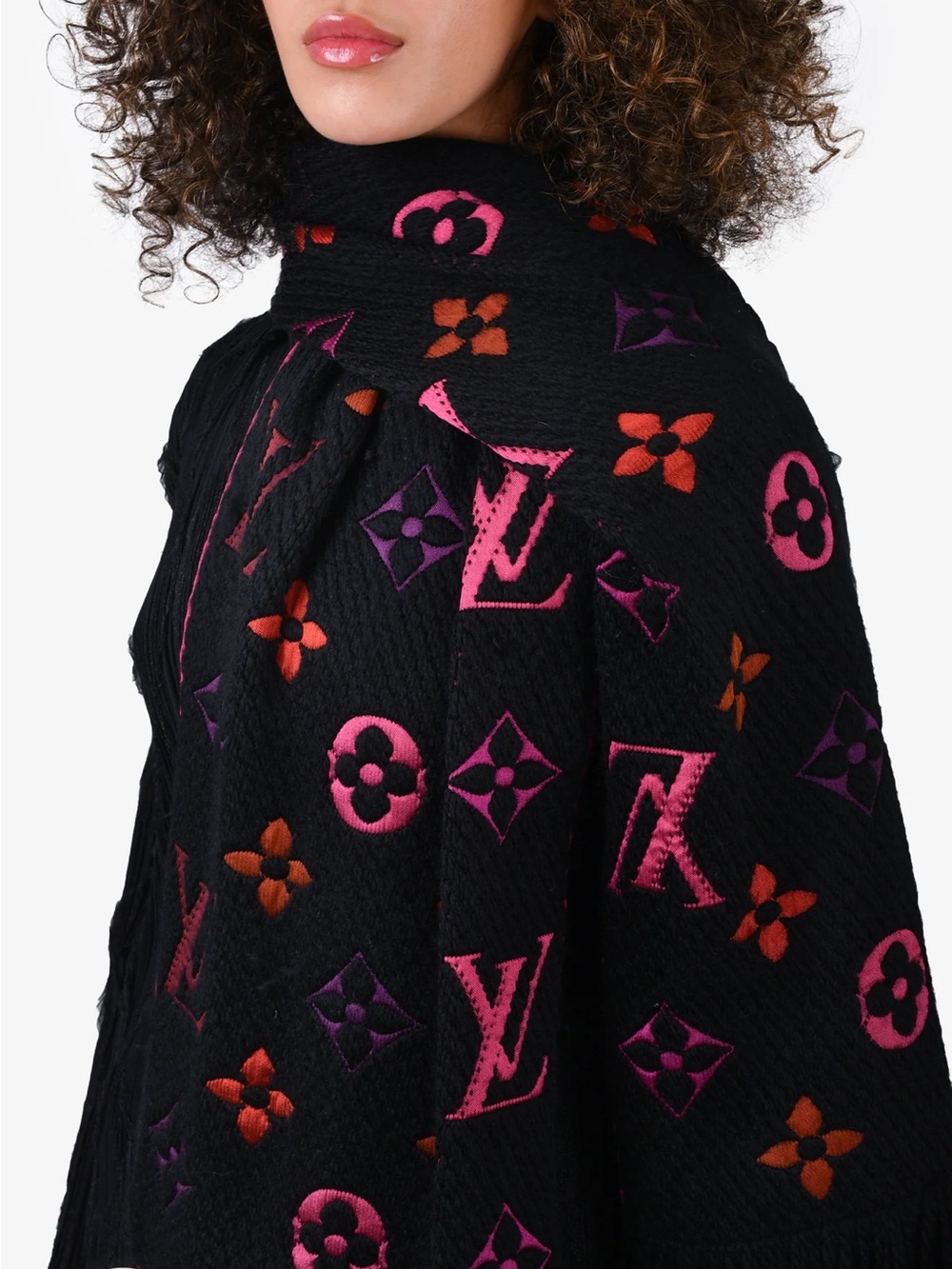 Louis Vuitton Black/Pink Monogram Logomania Scarf
